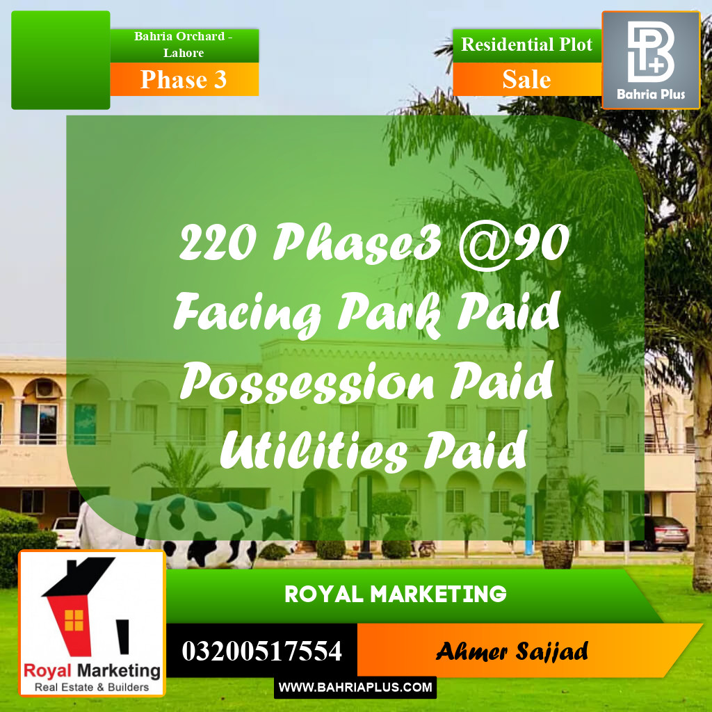 Residential Plot for Sale in Phase 3 -  Bahria Orchard, Lahore - (BP-304831)