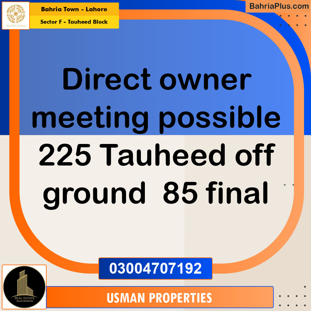 10 Marla Residential Plot for Sale in Sector F - Tauheed Block -  Bahria Town, Lahore - (BP-304871)