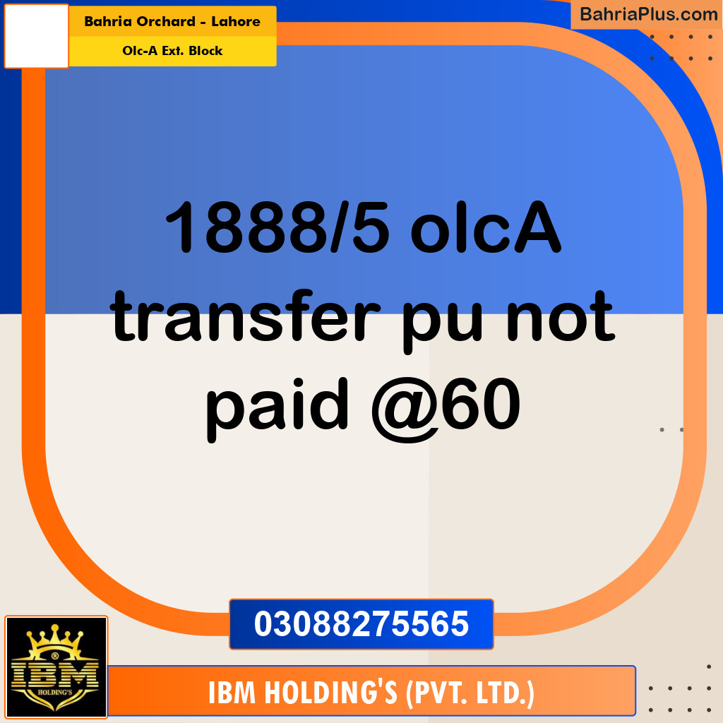 5 Marla Residential Plot for Sale in OLC-A Ext. Block -  Bahria Orchard, Lahore - (BP-304895)