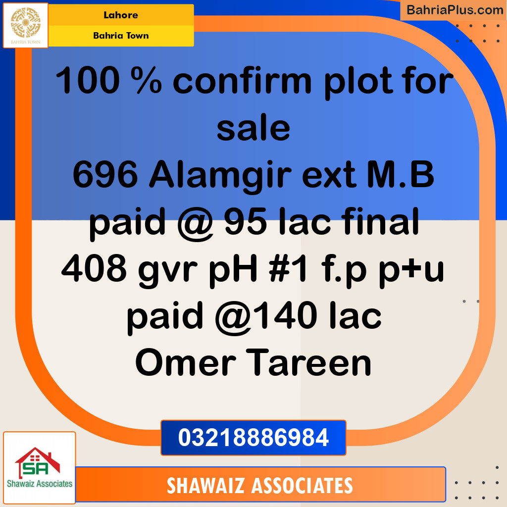10 Marla Residential Plot for Sale in Bahria Town, Lahore - (BP-304905)