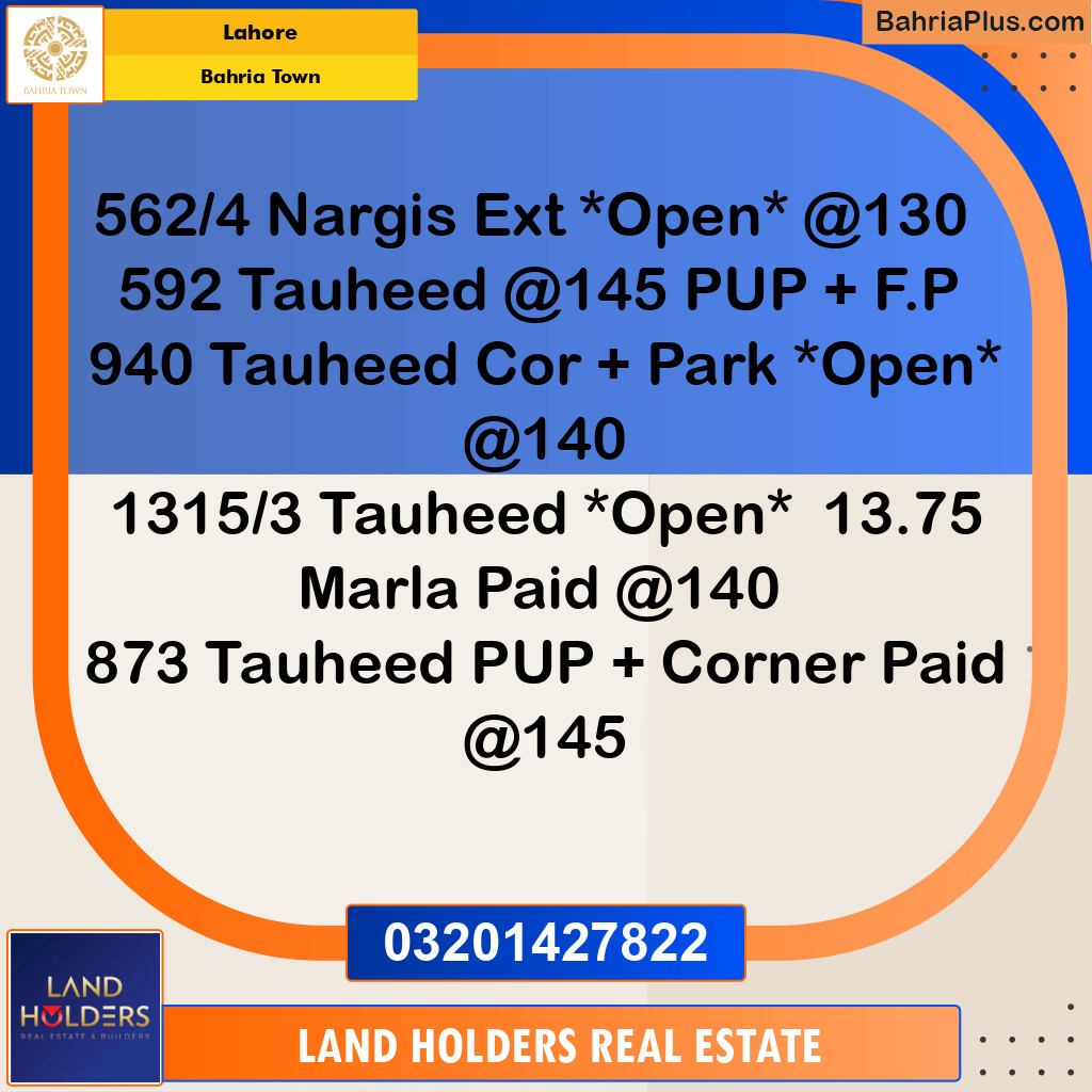 Residential Plot for Sale in Bahria Town, Lahore - (BP-304910)