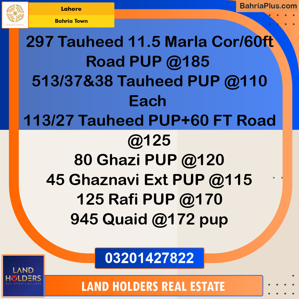 Residential Plot for Sale in Bahria Town, Lahore - (BP-304915)