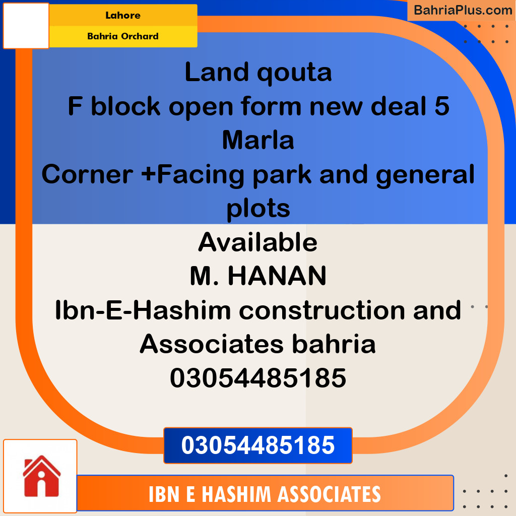 Residential Plot for Sale in Bahria Orchard, Lahore - (BP-304933)