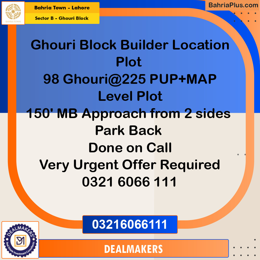 10 Marla Residential Plot for Sale in Sector B - Ghouri Block -  Bahria Town, Lahore - (BP-304988)
