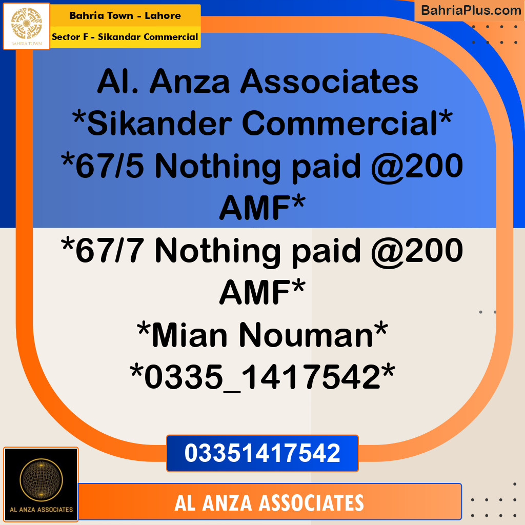 5 Marla Commercial Plot for Sale in Sector F - Sikandar Commercial -  Bahria Town, Lahore - (BP-305010)