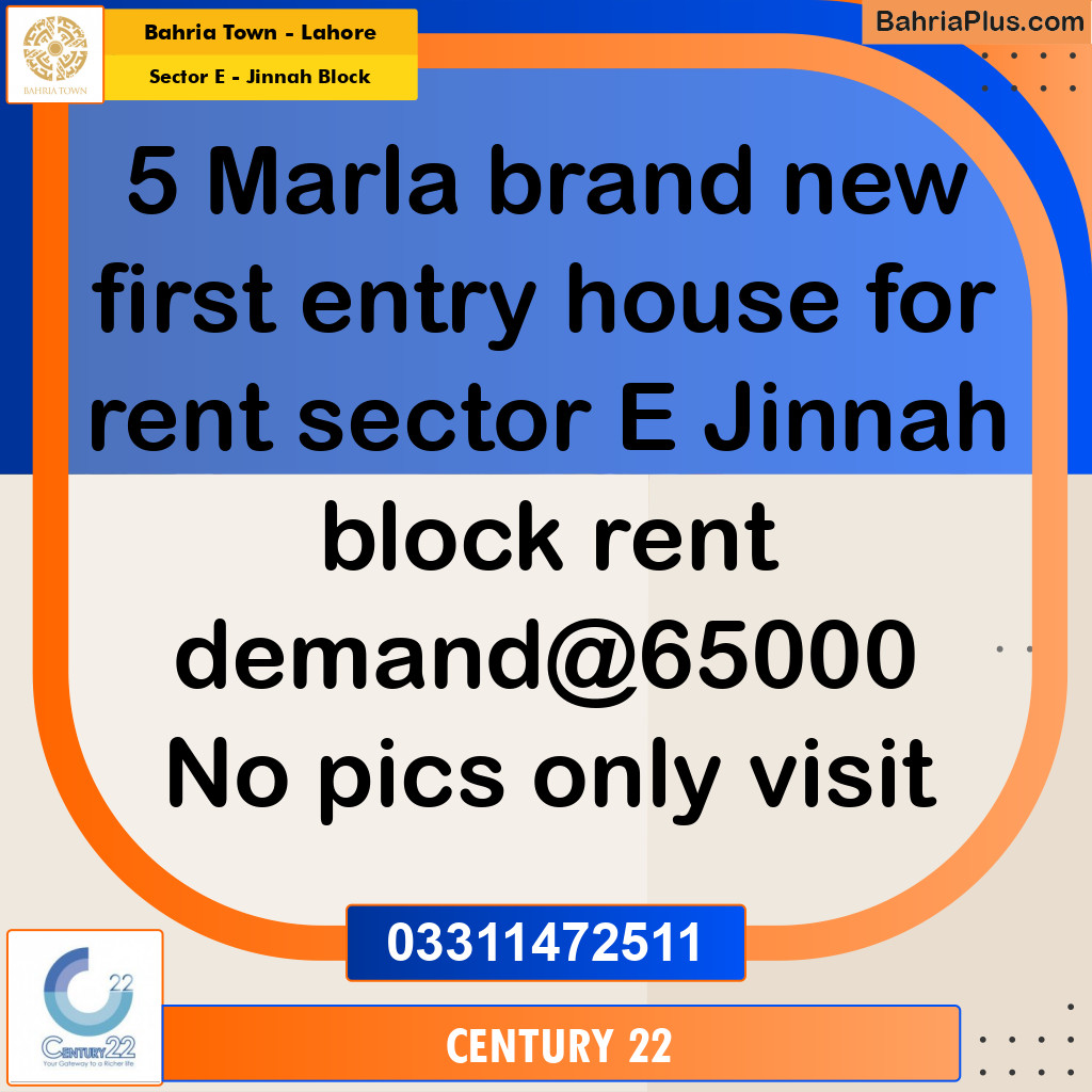 6 Marla Residential House for Rent in Sector E - Jinnah Block -  Bahria Town, Lahore - (BP-305050)