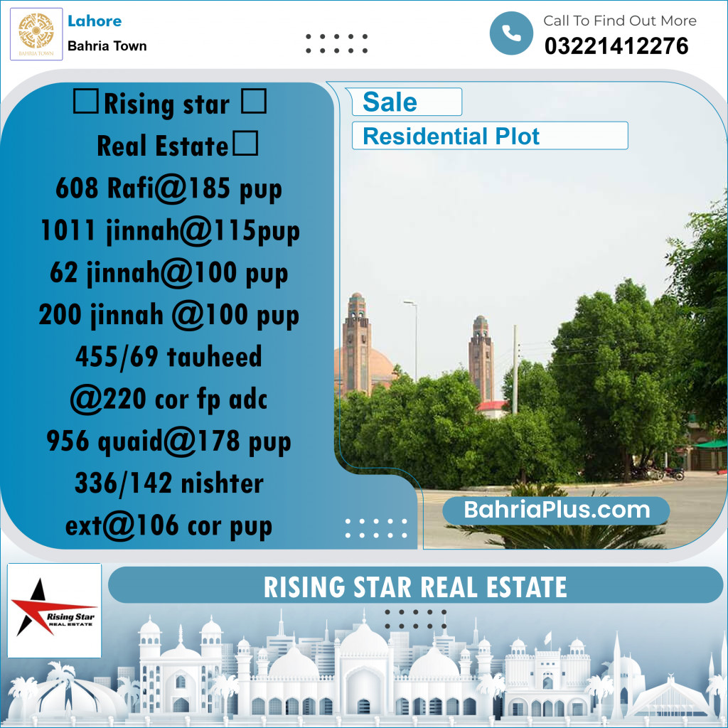 Residential Plot for Sale in Bahria Town, Lahore - (BP-305139)
