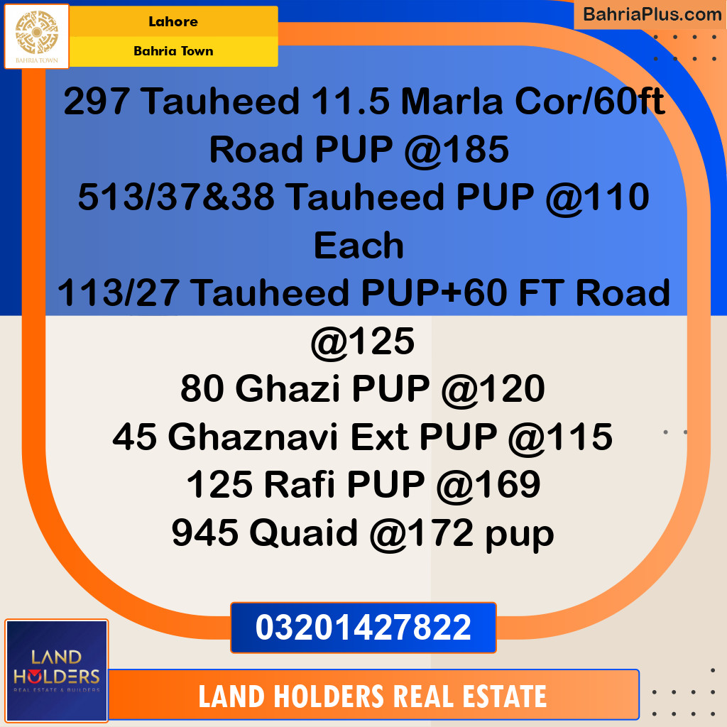 Residential Plot for Sale in Bahria Town, Lahore - (BP-305157)