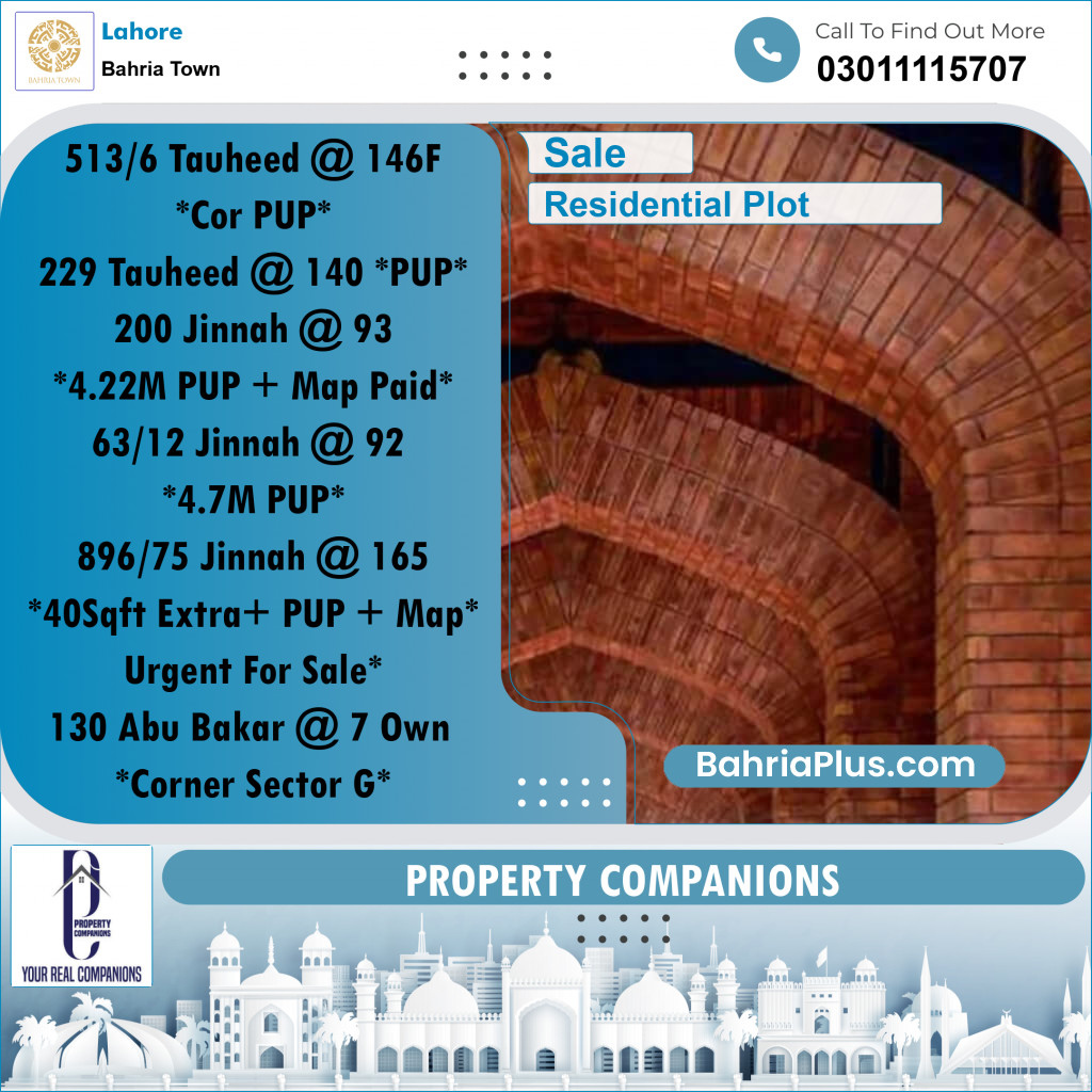 Residential Plot for Sale in Bahria Town, Lahore - (BP-305166)