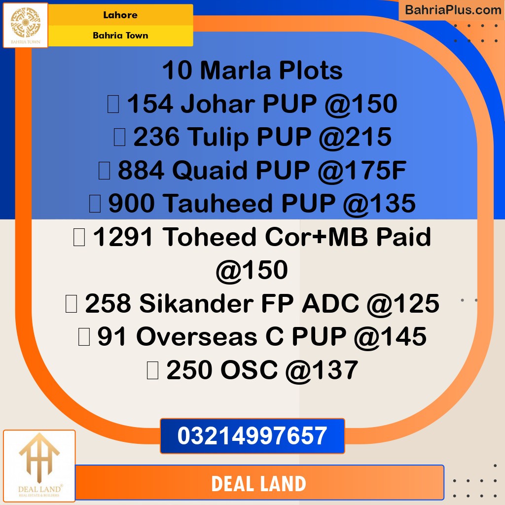 Residential Plot for Sale in Bahria Town, Lahore - (BP-305244)