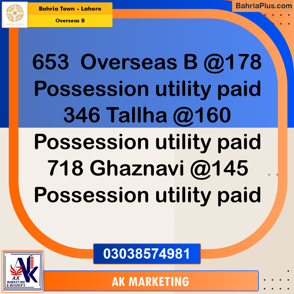 10 Marla Residential Plot for Sale in Overseas B -  Bahria Town, Lahore - (BP-305246)