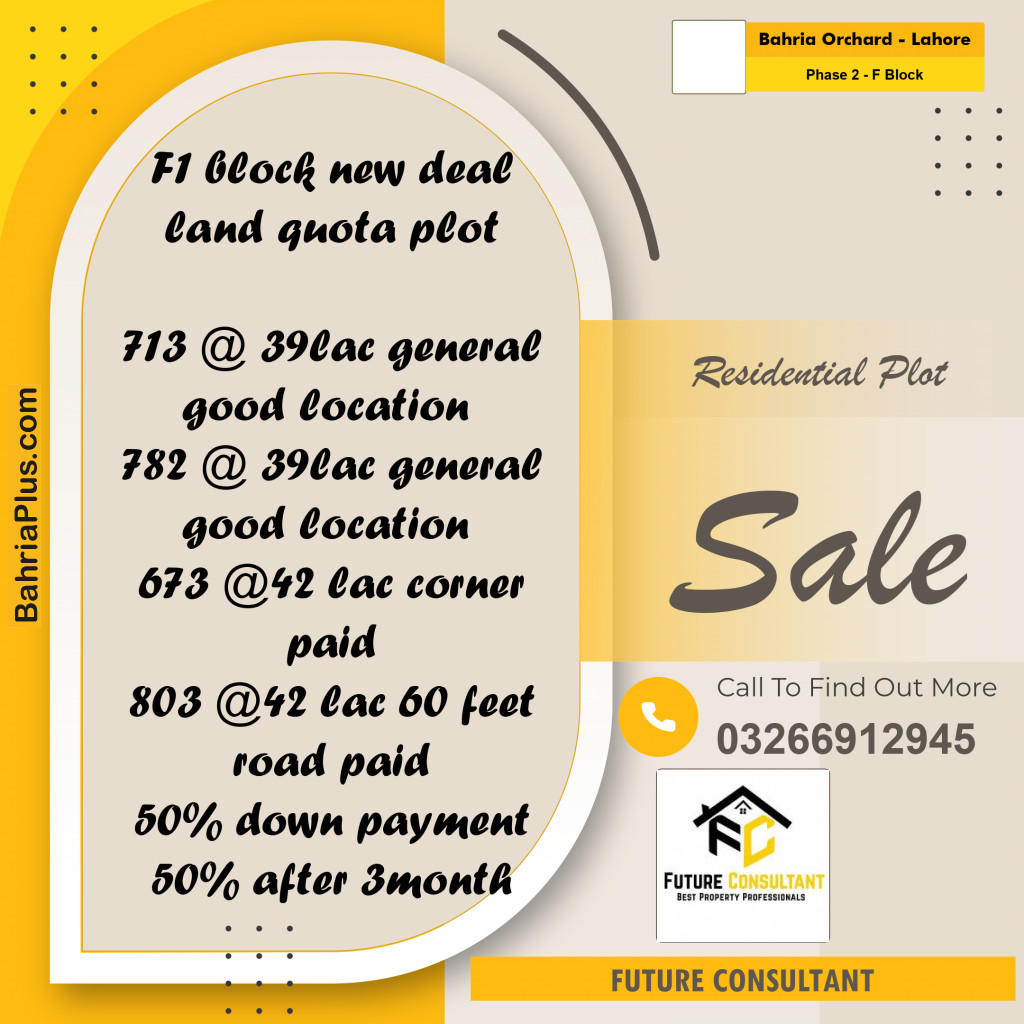 5 Marla Residential Plot for Sale in Phase 2 - F Block -  Bahria Orchard, Lahore - (BP-305279)