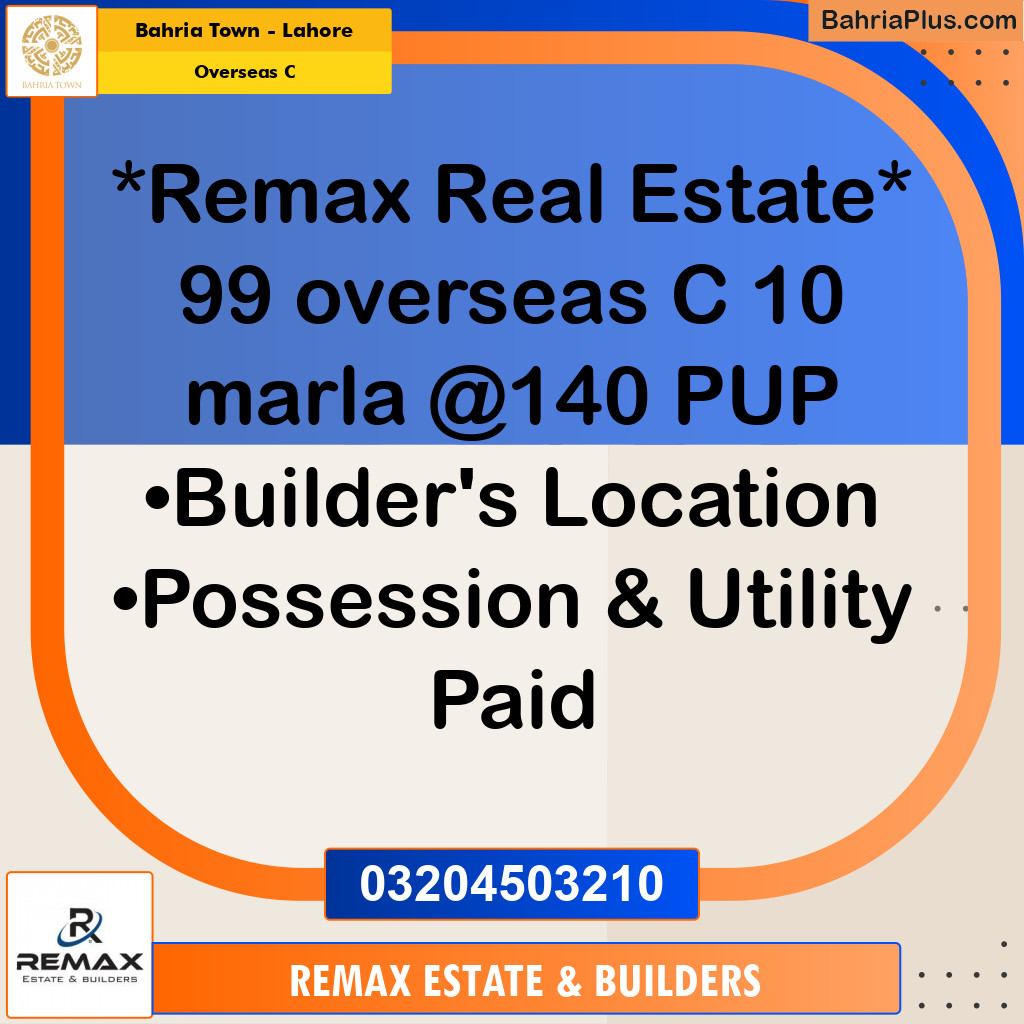 10 Marla Residential Plot for Sale in Overseas C -  Bahria Town, Lahore - (BP-305282)