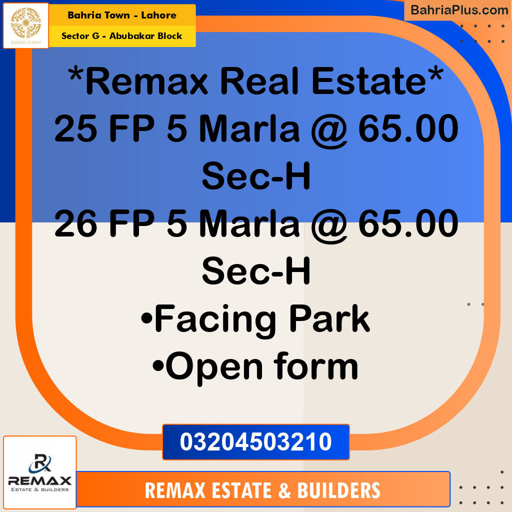 5 Marla Residential Plot for Sale in Sector G - Abubakar Block -  Bahria Town, Lahore - (BP-305283)
