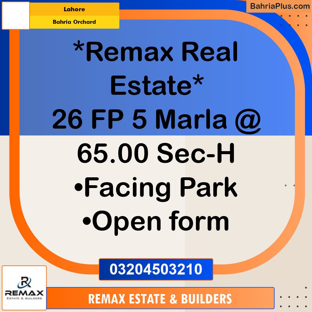 5 Marla Residential Plot for Sale in Bahria Orchard, Lahore - (BP-305284)