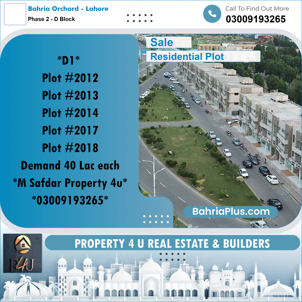 5 Marla Residential Plot for Sale in Phase 2 - D Block -  Bahria Orchard, Lahore - (BP-305292)