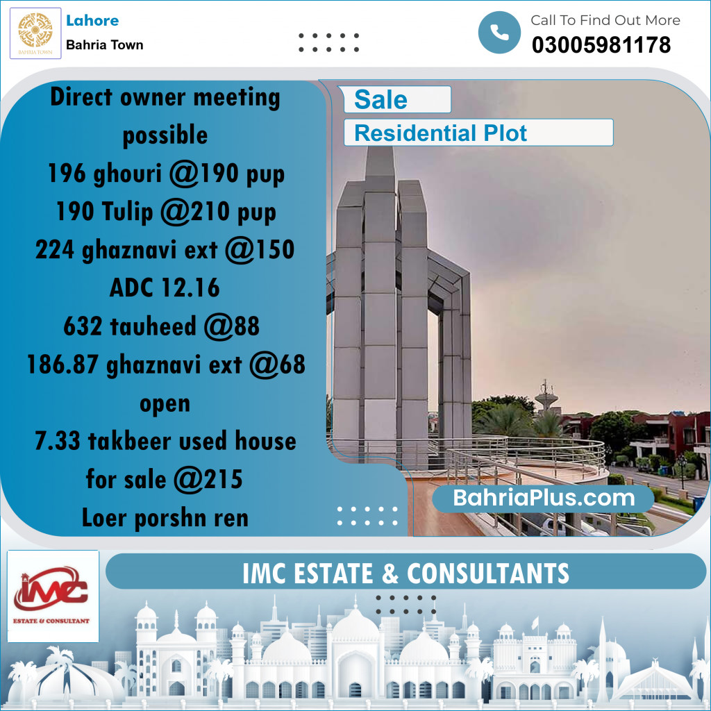 Residential Plot for Sale in Bahria Town, Lahore - (BP-305307)