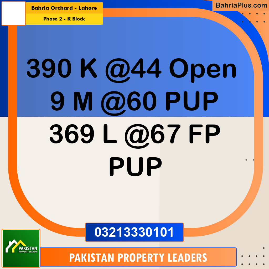 5 Marla Residential Plot for Sale in Phase 2 - K Block -  Bahria Orchard, Lahore - (BP-305339)