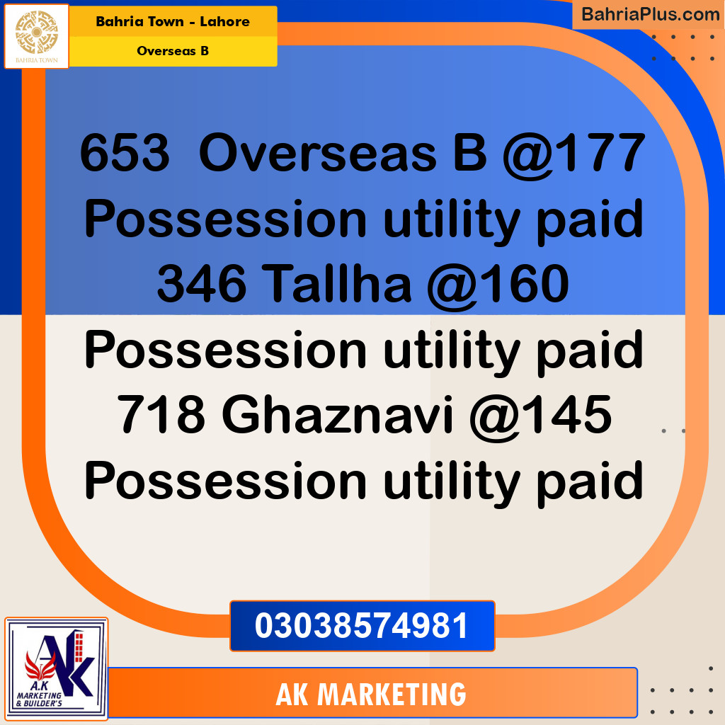 10 Marla Residential Plot for Sale in Overseas B -  Bahria Town, Lahore - (BP-305375)