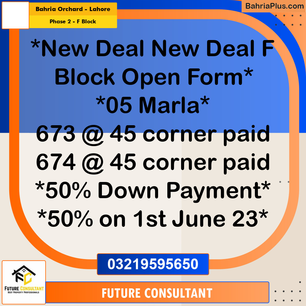 5 Marla Residential Plot for Sale in Phase 2 - F Block -  Bahria Orchard, Lahore - (BP-305463)