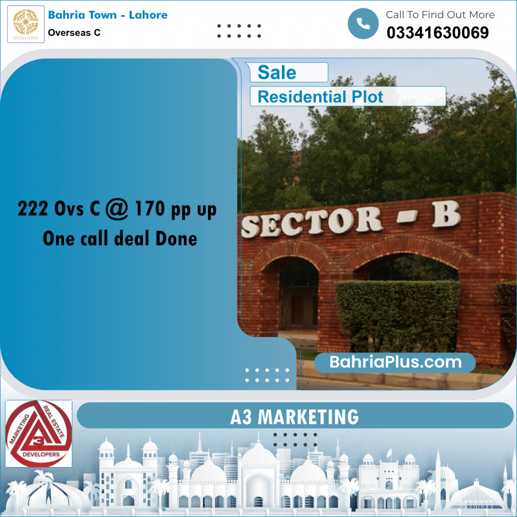 10 Marla Residential Plot for Sale in Overseas C -  Bahria Town, Lahore - (BP-305468)