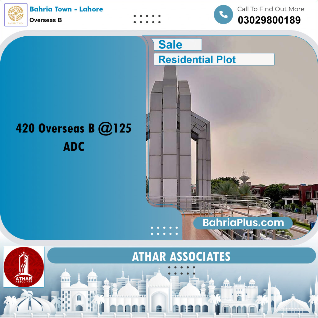 10 Marla Residential Plot for Sale in Overseas B -  Bahria Town, Lahore - (BP-305478)