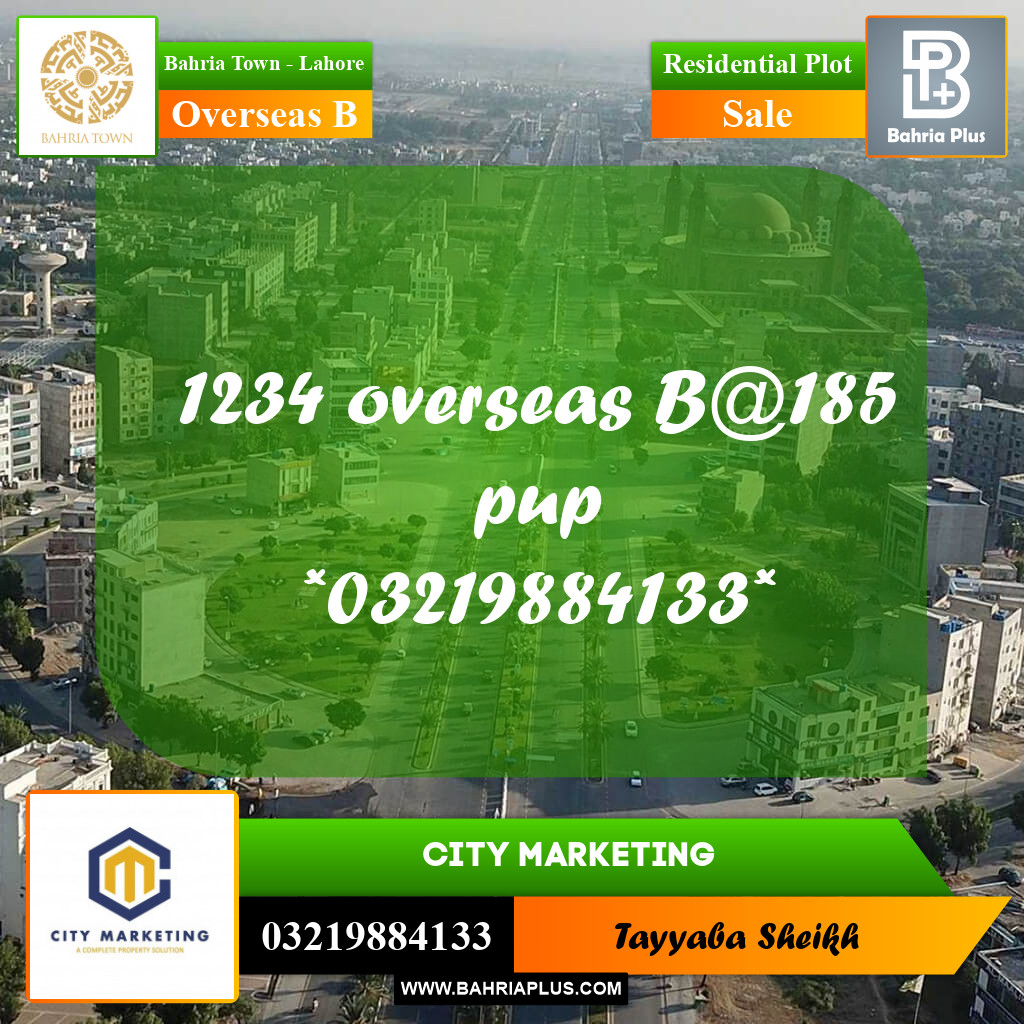 10 Marla Residential Plot for Sale in Overseas B -  Bahria Town, Lahore - (BP-305481)