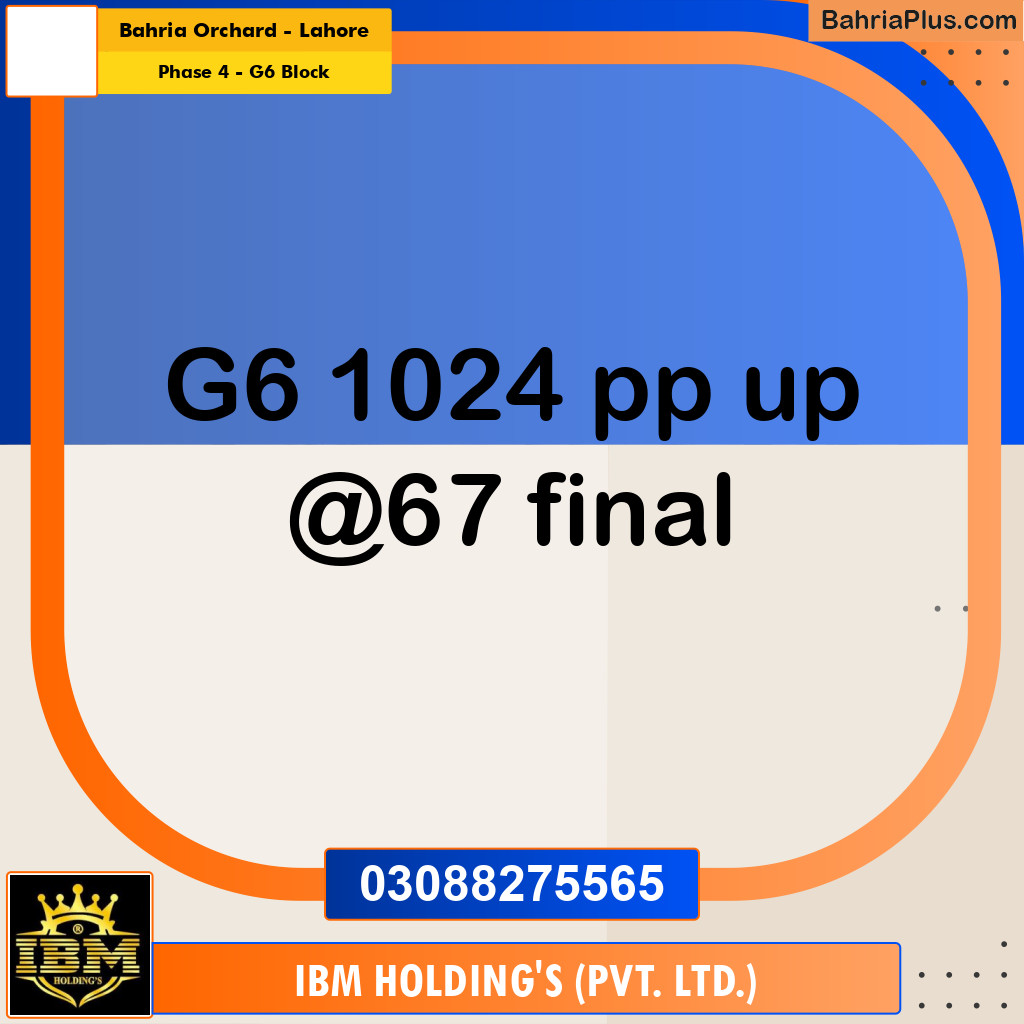 10 Marla Residential Plot for Sale in Phase 4 - G6 Block -  Bahria Orchard, Lahore - (BP-305489)