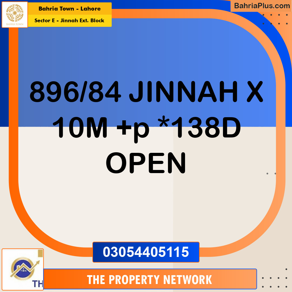 Residential Plot for Sale in Sector E - Jinnah Ext. Block -  Bahria Town, Lahore - (BP-305496)