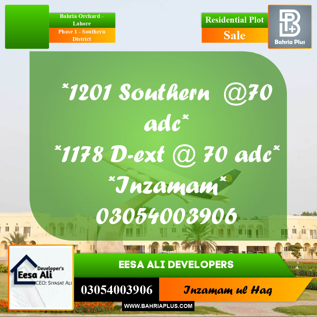 Residential Plot for Sale in Phase 1 - Southern District -  Bahria Orchard, Lahore - (BP-305499)