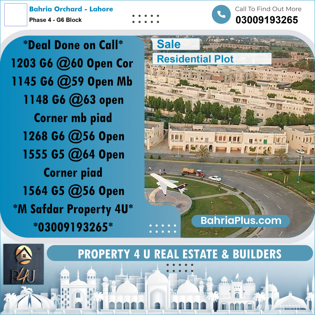 10 Marla Residential Plot for Sale in Phase 4 - G6 Block -  Bahria Orchard, Lahore - (BP-305521)