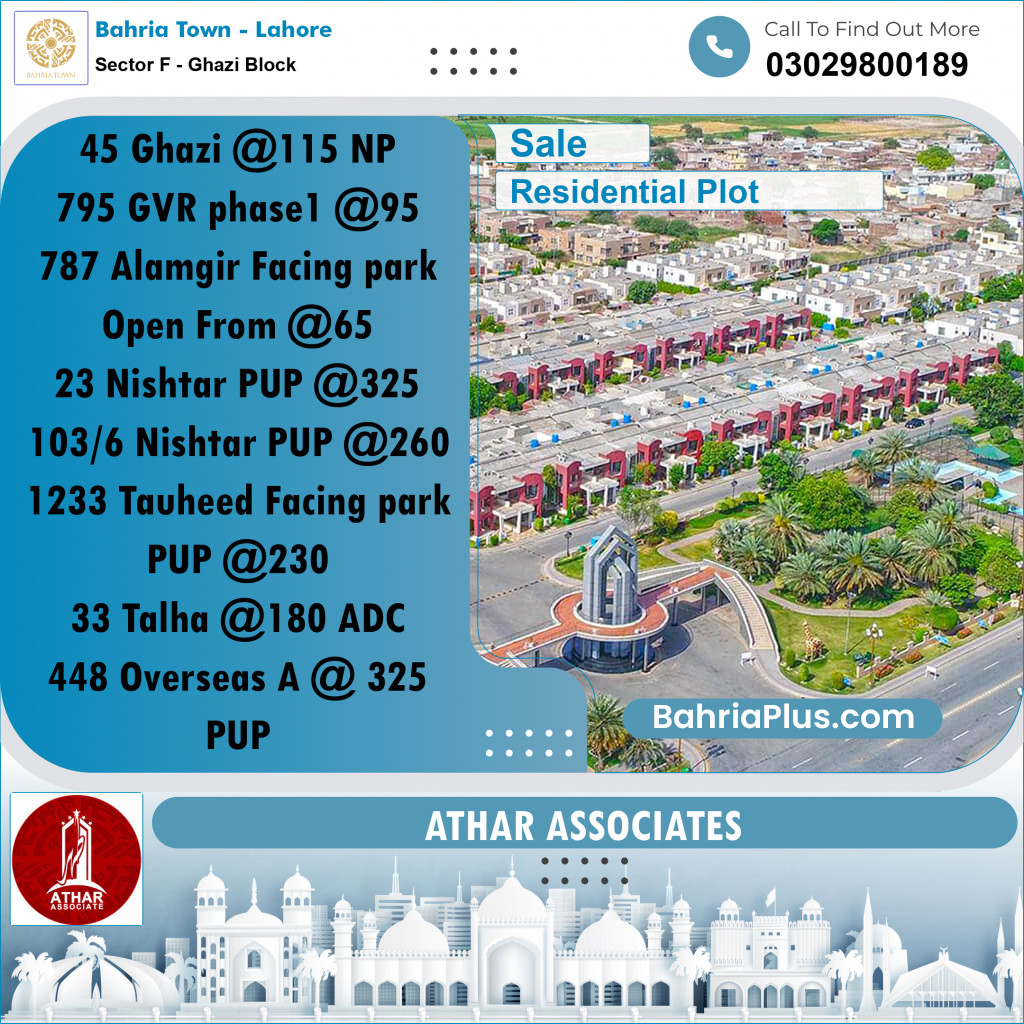 10 Marla Residential Plot for Sale in Sector F - Ghazi Block -  Bahria Town, Lahore - (BP-305572)