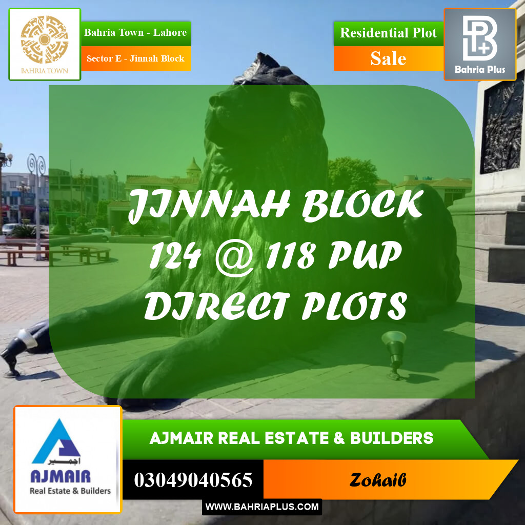 5 Marla Residential Plot for Sale in Sector E - Jinnah Block -  Bahria Town, Lahore - (BP-305588)