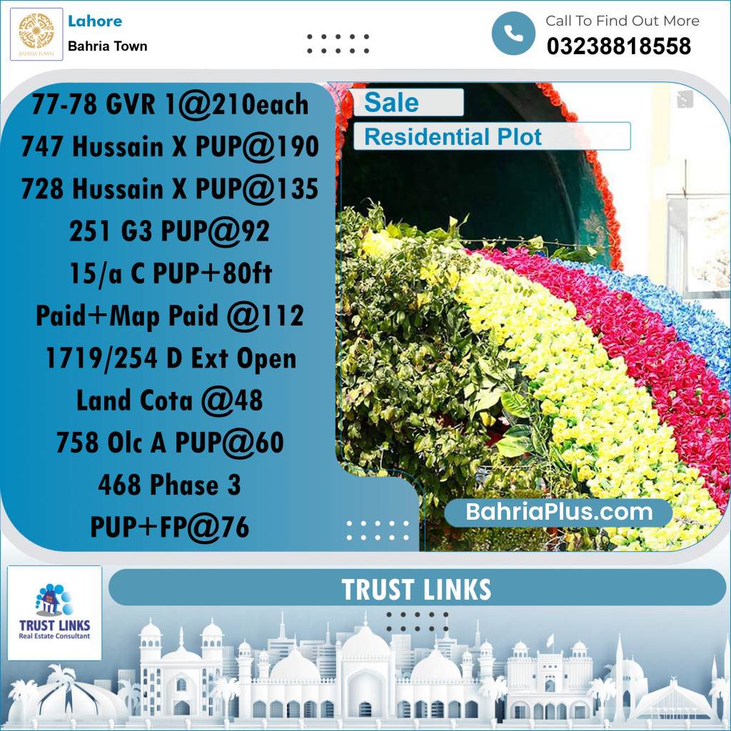 Residential Plot for Sale in Bahria Town, Lahore - (BP-305645)