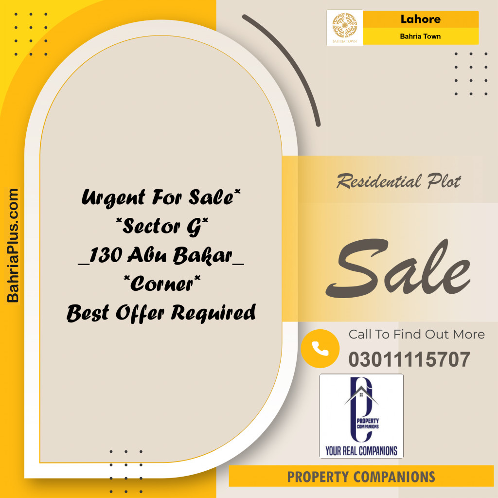 Residential Plot for Sale in Bahria Town, Lahore - (BP-305673)