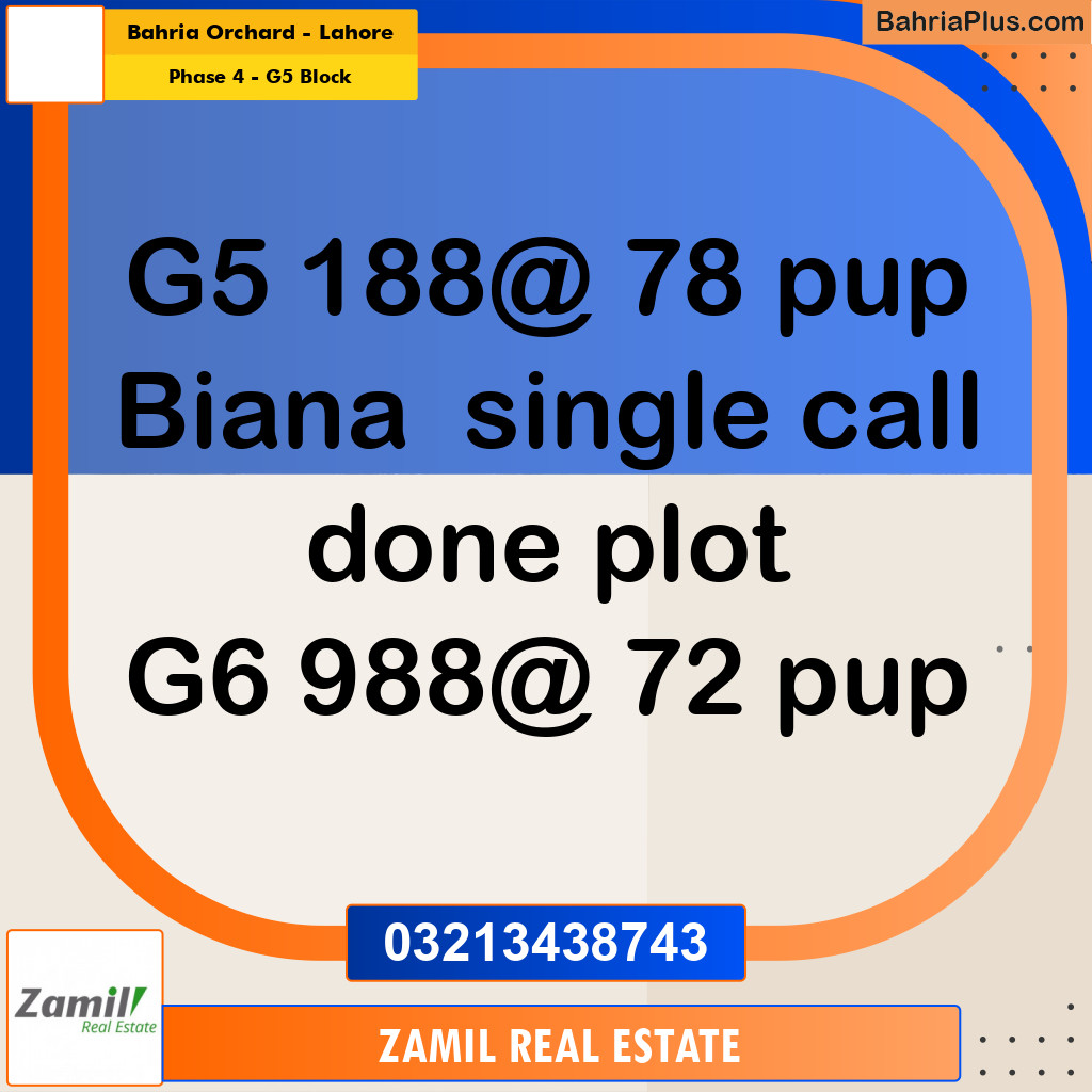 10 Marla Residential Plot for Sale in Phase 4 - G5 Block -  Bahria Orchard, Lahore - (BP-305684)