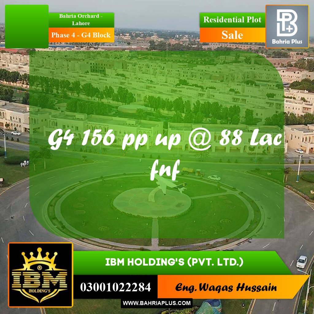 10 Marla Residential Plot for Sale in Phase 4 - G4 Block -  Bahria Orchard, Lahore - (BP-305774)
