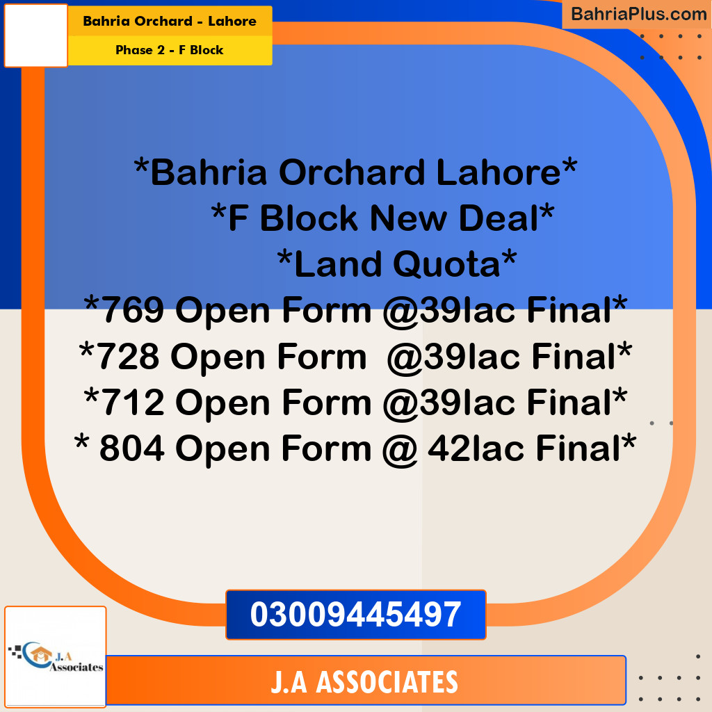 5 Marla Residential Plot for Sale in Phase 2 - F Block -  Bahria Orchard, Lahore - (BP-305775)