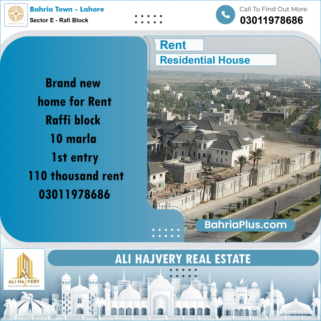 10 Marla Residential House for Rent in Sector E - Rafi Block -  Bahria Town, Lahore - (BP-305868)
