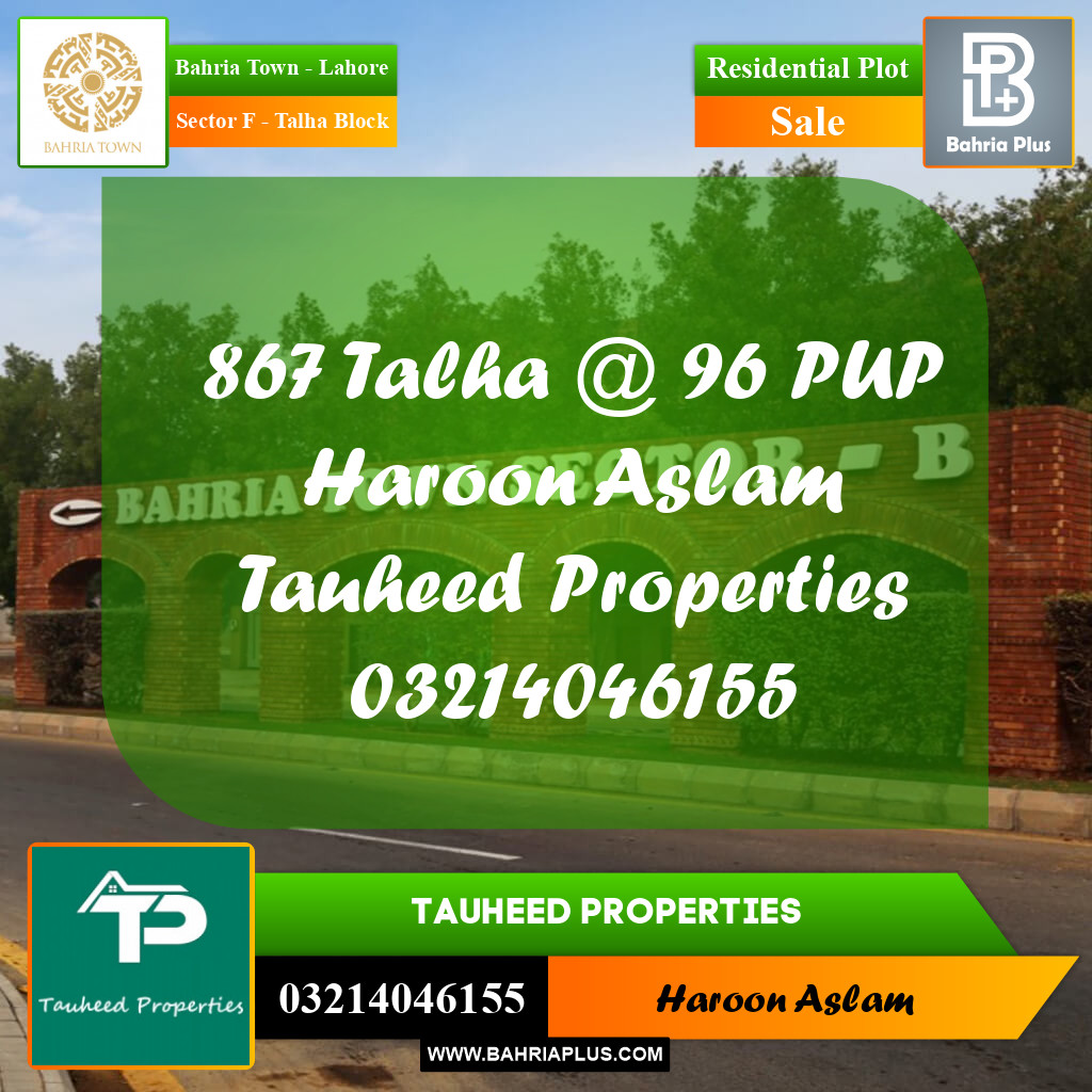 5 Marla Residential Plot for Sale in Sector F - Talha Block -  Bahria Town, Lahore - (BP-305899)