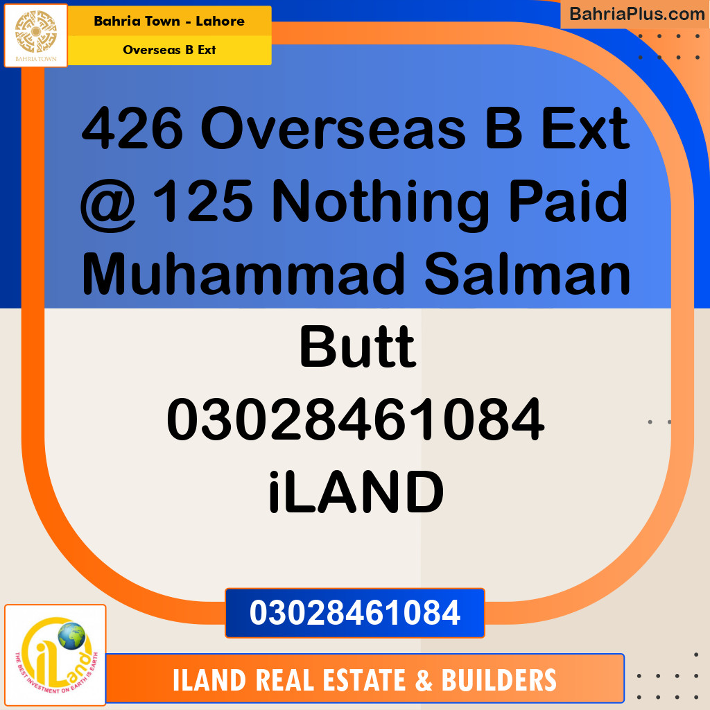 10 Marla Residential Plot for Sale in Overseas B Ext -  Bahria Town, Lahore - (BP-305947)