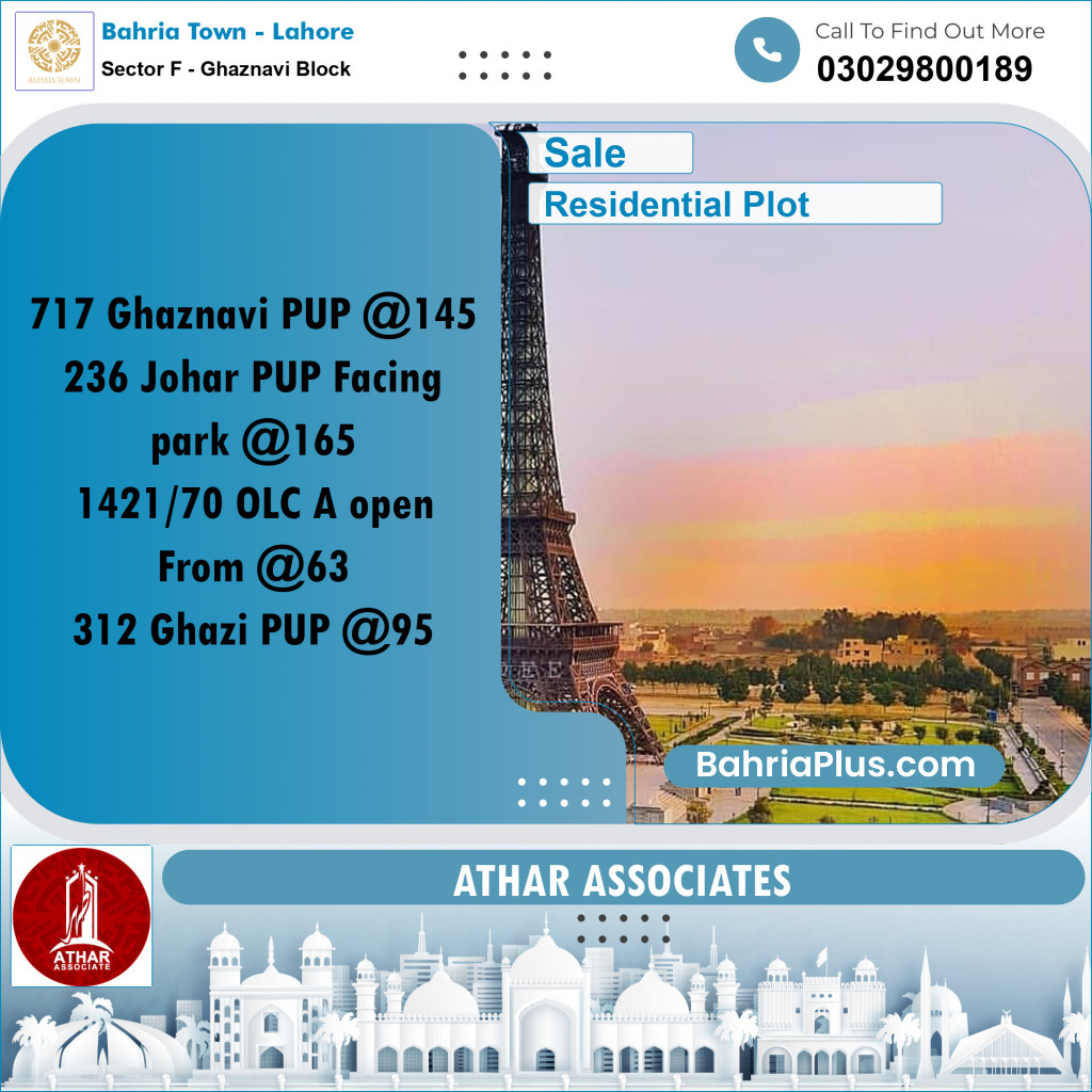10 Marla Residential Plot for Sale in Sector F - Ghaznavi Block -  Bahria Town, Lahore - (BP-305958)