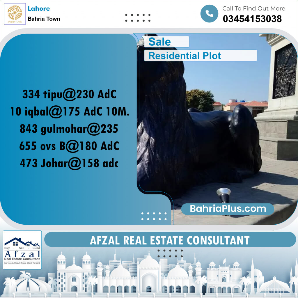 Residential Plot for Sale in Bahria Town, Lahore - (BP-306066)