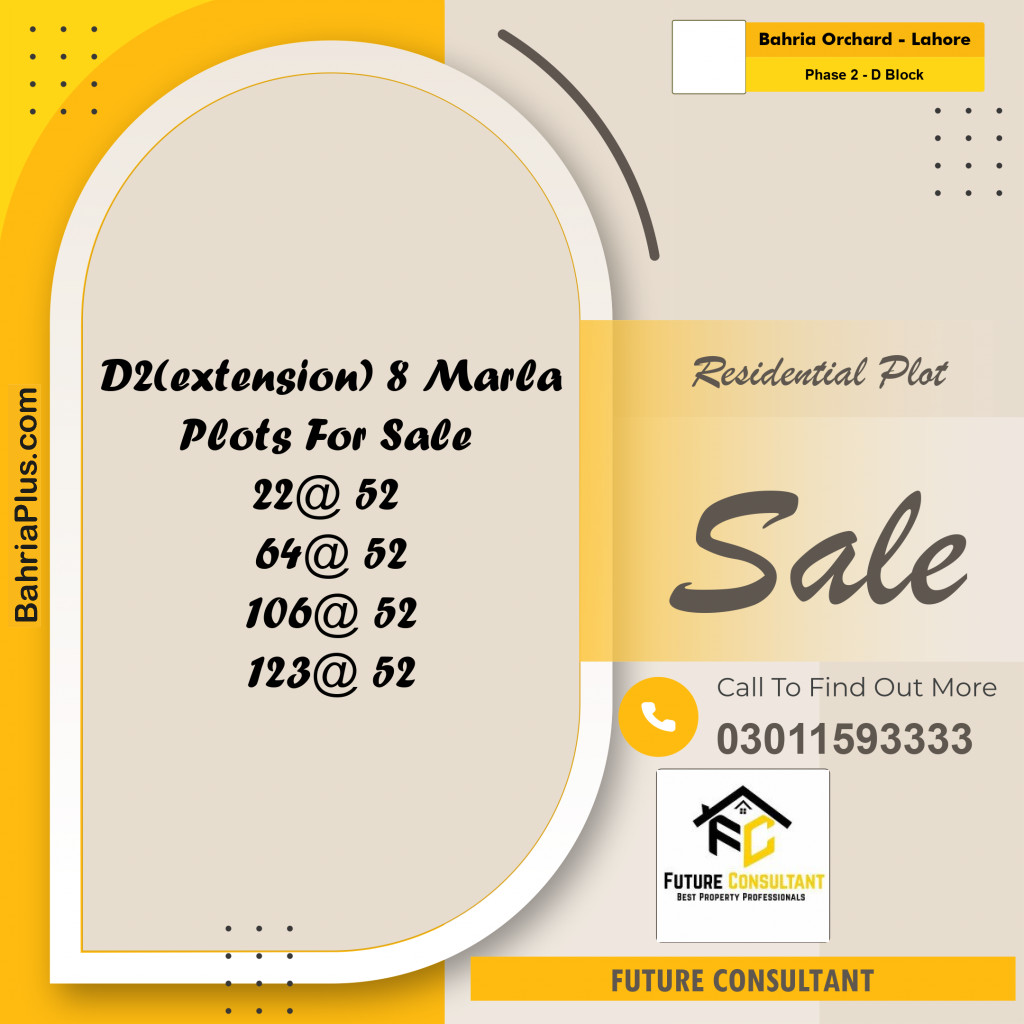 8 Marla Residential Plot for Sale in Phase 2 - D Block -  Bahria Orchard, Lahore - (BP-306102)