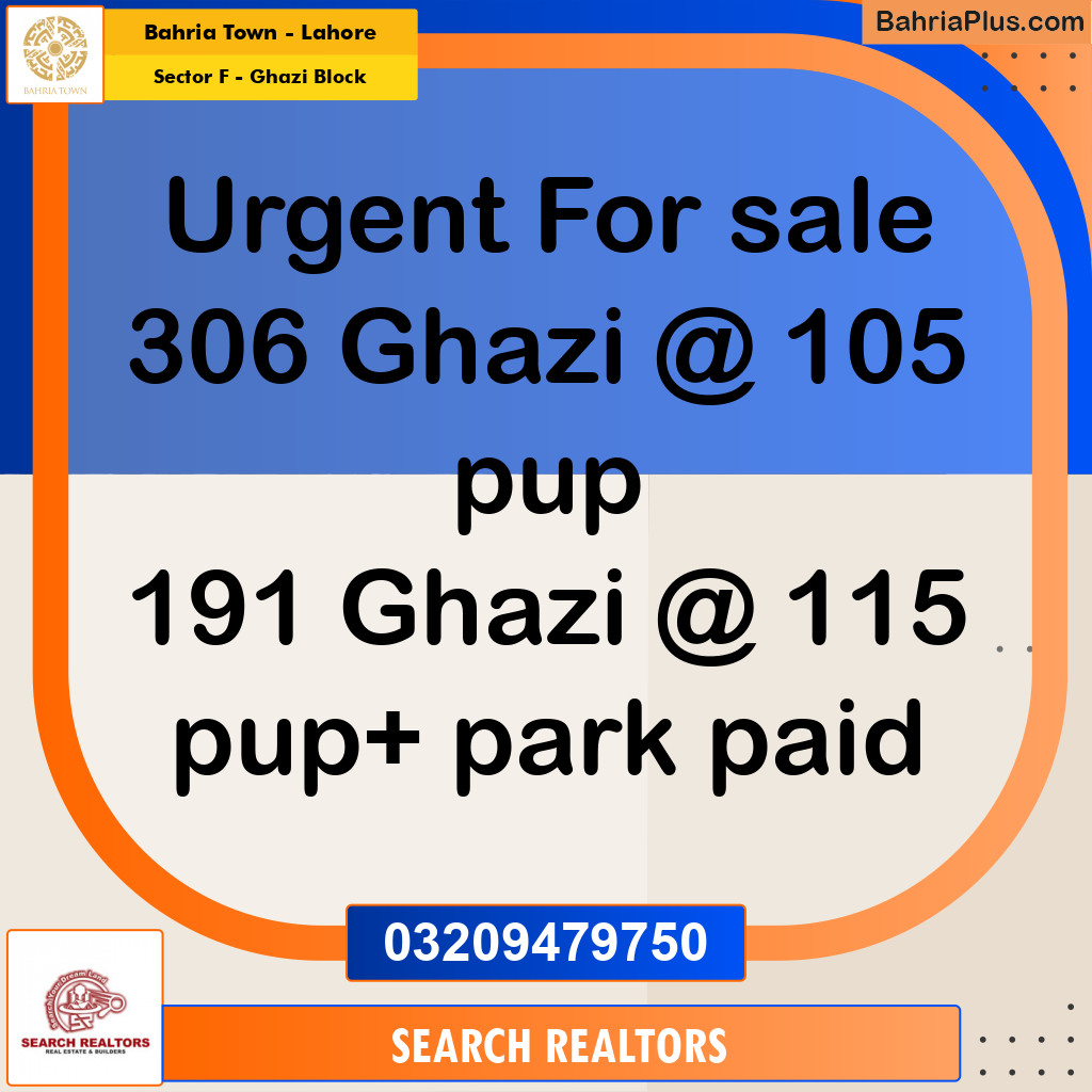 10 Marla Residential Plot for Sale in Sector F - Ghazi Block -  Bahria Town, Lahore - (BP-306145)
