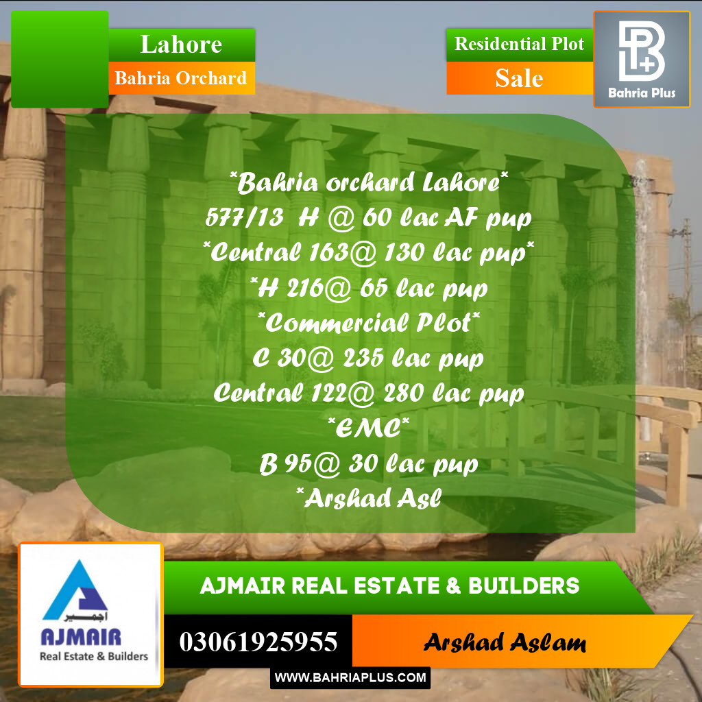 Residential Plot for Sale in Bahria Orchard, Lahore - (BP-306148)