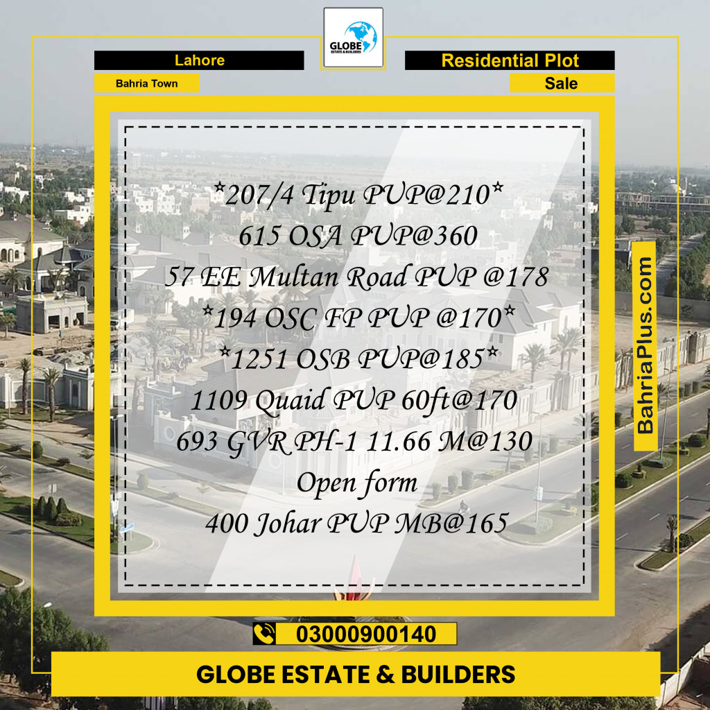 Residential Plot for Sale in Bahria Town, Lahore - (BP-306155)