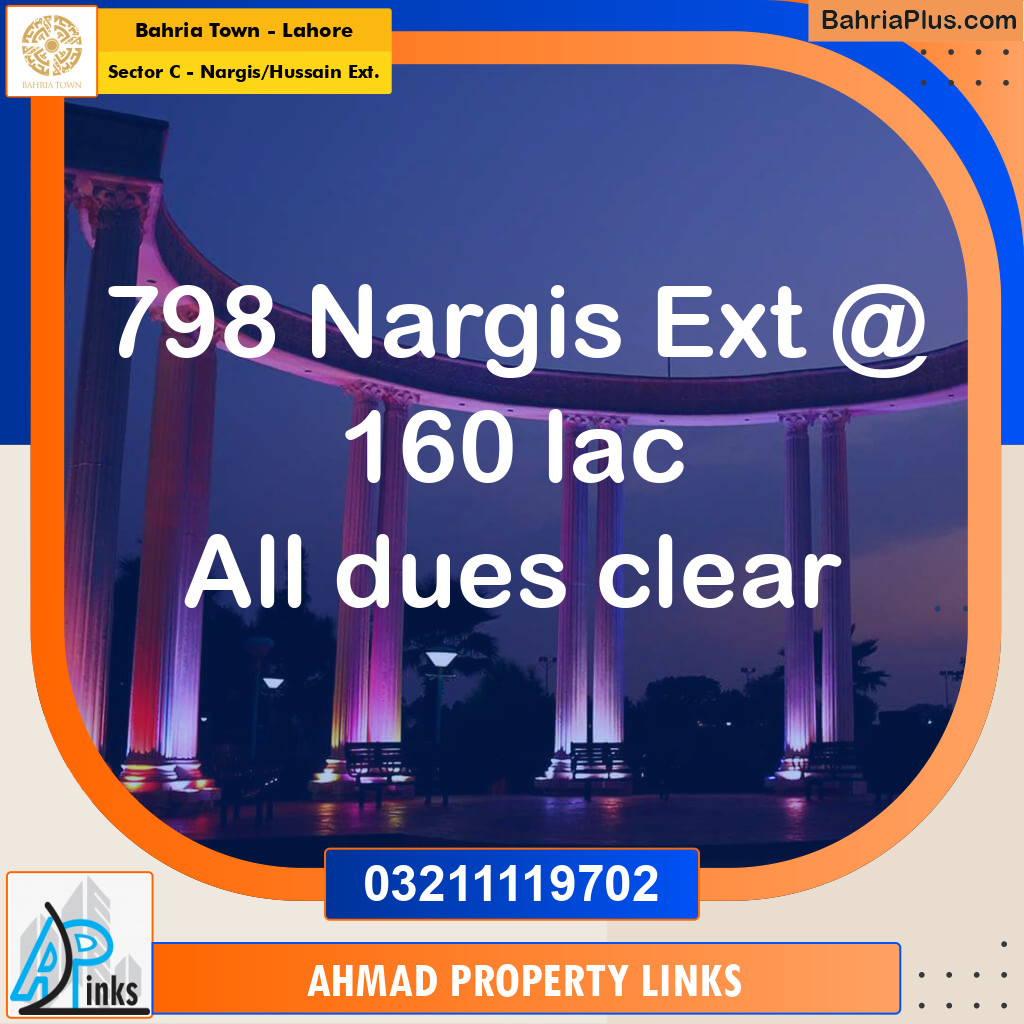1 Kanal Residential Plot for Sale in Sector C - Nargis/Hussain Ext. -  Bahria Town, Lahore - (BP-306160)