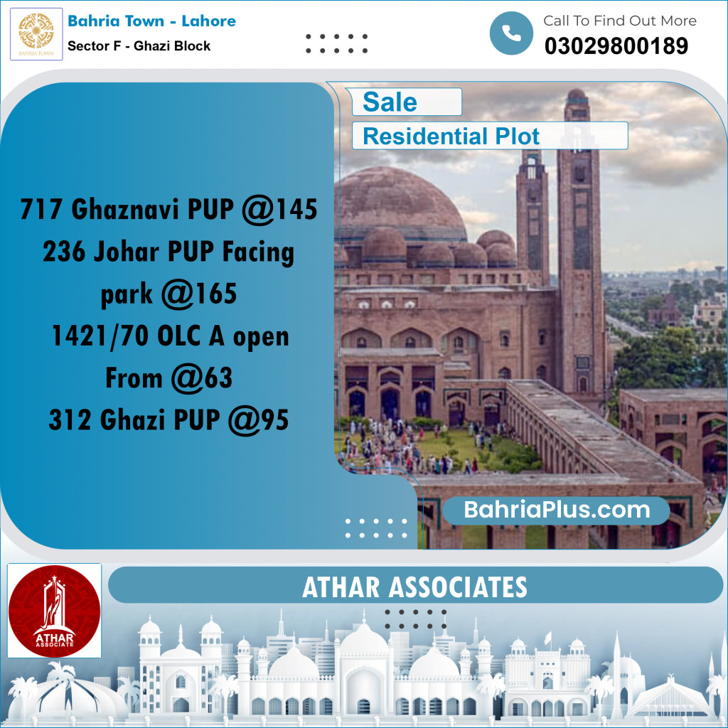 10 Marla Residential Plot for Sale in Sector F - Ghazi Block -  Bahria Town, Lahore - (BP-306165)