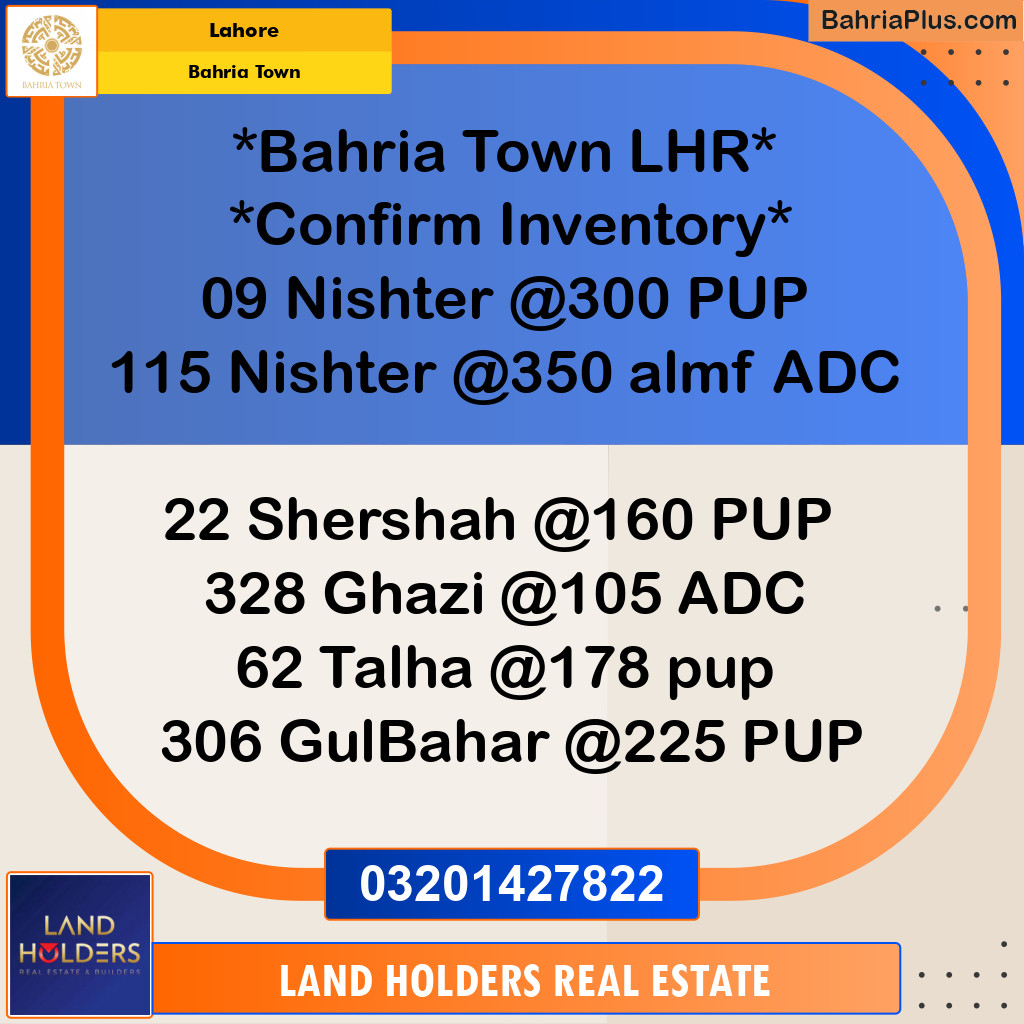 Residential Plot for Sale in Bahria Town, Lahore - (BP-306175)